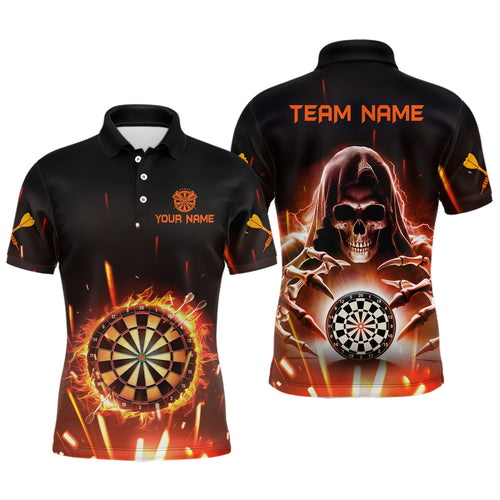 Personalized Death Skull Darts Board Fire Flame 3D Men Darts Polo Shirts Custom Darts Team Jersey TDM1404