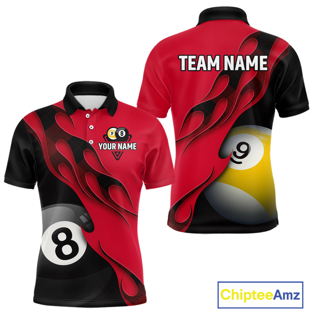 Black And Red Billiard 8 Ball & 9 Ball Pool Shirt For Men Custom Billiard Team Jersey Uniform TDM5162