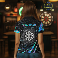 Load image into Gallery viewer, Personalized Holographic Glass Break Darts Shirt For Women Custom Darts Jersey Team Polo &amp; 1/4 Zip TDM5413