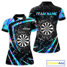Load image into Gallery viewer, Personalized Holographic Glass Break Darts Shirt For Women Custom Darts Jersey Team Polo &amp; 1/4 Zip TDM5413