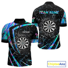 Load image into Gallery viewer, Personalized Holographic Glass Break Darts Shirt For Men Custom Darts Jersey Team Polo &amp; 1/4 Zip TDM5413