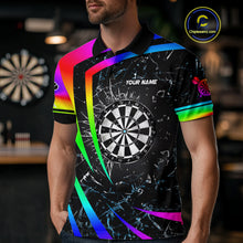 Load image into Gallery viewer, Funny Rainbow Colorful Glass Break Darts Shirt For Men Custom Darts Jersey Team Polo &amp; 1/4 Zip TDM5414