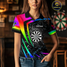 Load image into Gallery viewer, Funny Rainbow Colorful Glass Break Darts Shirt For Women Custom Darts Jersey Team Polo &amp; 1/4 Zip TDM5414