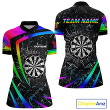 Load image into Gallery viewer, Funny Rainbow Colorful Glass Break Darts Shirt For Women Custom Darts Jersey Team Polo &amp; 1/4 Zip TDM5414