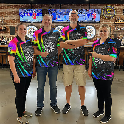 Funny Rainbow Colorful Glass Break Darts Shirt For Men Custom Darts Jersey Team Polo & 1/4 Zip TDM5414