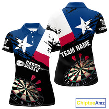 Load image into Gallery viewer, Personalized Grunge Texas Flag Womens Darts Shirt Custom Texas Darts Jersey Team Polo &amp; 1/4 Zip TDM5415