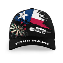 Load image into Gallery viewer, Personalized Grunge Texas Flag Dart Hats Custom Name Patriotic Texas Darts Baseball Caps TDM5416