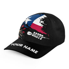 Load image into Gallery viewer, Personalized Grunge Texas Flag Dart Hats Custom Name Patriotic Texas Darts Baseball Caps TDM5416