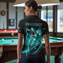 Load image into Gallery viewer, Turquoise 8 Ball Pool Billiard Shark Polo &amp; Quarter Zip For Women Custom Team League Billiard Jersey TDM3408