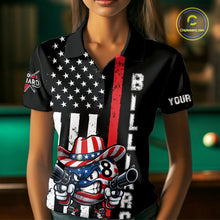 Load image into Gallery viewer, Funny 8 Ball US Flag Billiard Shirt For Women Custom Patriotic Pool Team Jersey Polo &amp; 1/4 Zip TDM6048