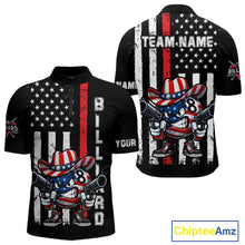 Load image into Gallery viewer, Funny 8 Ball US Flag Billiard Shirt For Men Custom Patriotic Pool Team Jersey Polo &amp; 1/4 Zip TDM6048