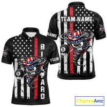 Load image into Gallery viewer, Funny Tornado US Flag 8 Ball Billiard Shirt For Men Custom Pool Team Jersey Polo &amp; Quarter Zip TDM6049