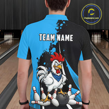 Load image into Gallery viewer, Custom Black And Blue Funny Chicken Bowling Shirts For Men, Bowling Team Jersey Polo &amp; 1/4 Zip TDM6301
