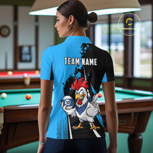 Load image into Gallery viewer, Black And Blue Funny Chicken 10 Ball Billiard Shirt For Women Custom Pool Team Jersey Polo &amp; 1/4 Zip TDM6302
