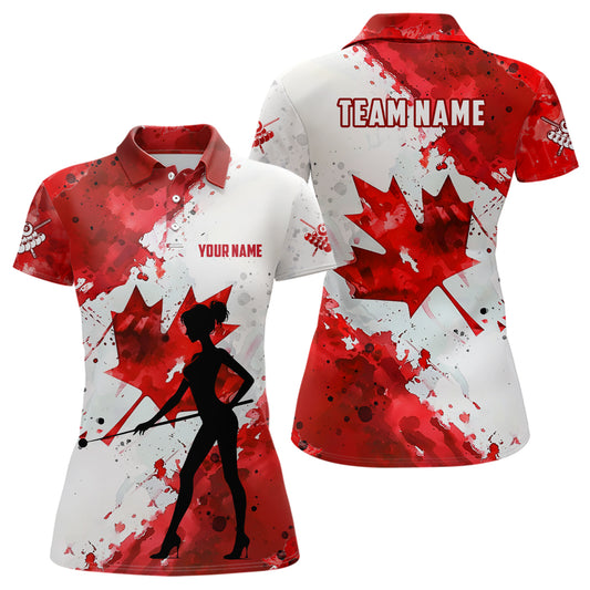 Personalized Canada Flag Player Billiard Shirts For Women, Patriotic Canada Day Billiard Jerseys TDM1783