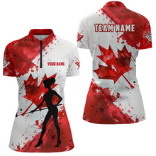 Load image into Gallery viewer, Personalized Canada Flag Player Billiard Shirts For Women, Patriotic Canada Day Billiard Jerseys TDM1783