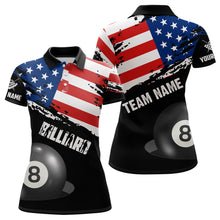 Load image into Gallery viewer, Personalized Grunge US Flag Billiard Shirts For Women Custom Patriotic 4Th Of July Billiard Jerseys TDM1792