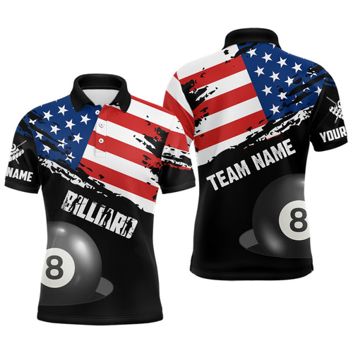 Personalized Grunge US Flag Billiard Shirts For Men Custom Patriotic 4Th Of July Billiard Jerseys TDM1792