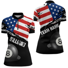 Load image into Gallery viewer, Personalized Grunge US Flag Billiard Shirts For Women Custom Patriotic 4Th Of July Billiard Jerseys TDM1792