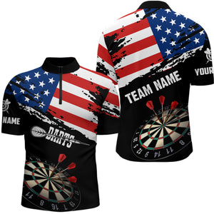 Personalized Grunge American Flag Darts Shirts For Men Custom Patriotic 4Th Of July Dart Jerseys TDM1793