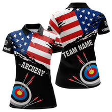 Load image into Gallery viewer, Personalized Grunge USA Flag Archery Shirts For Women Custom Patriotic 4Th Of July Archery Jerseys TDM1794