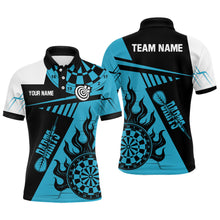 Load image into Gallery viewer, Customized Blue And Black Darts Polo &amp; Quarter-Zip Shirts For Men, Best Darts Team Jerseys Apparel TDM1991