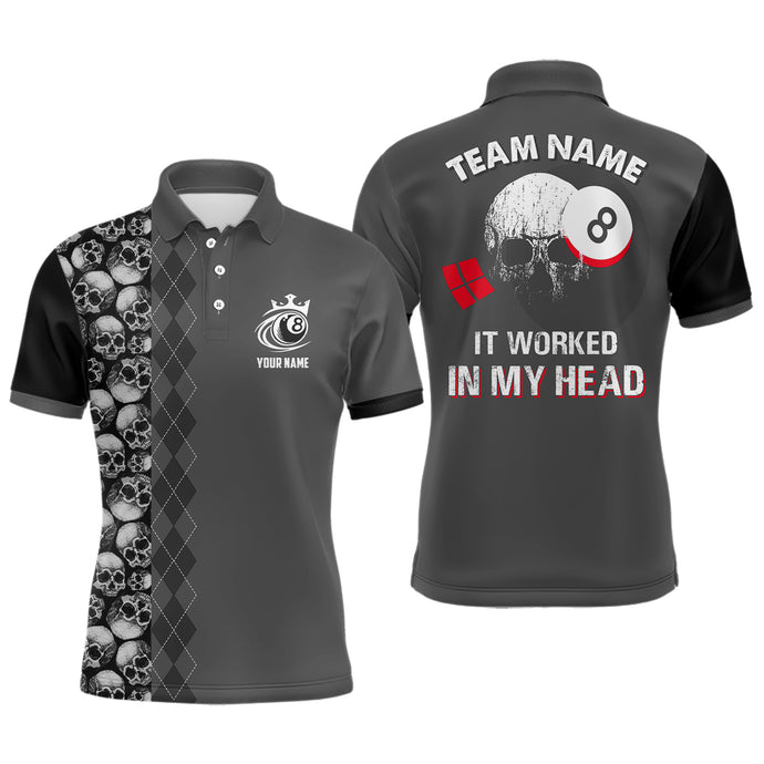 It Worked In My Head Custom 3D Printing Pool Ball Polo Shirts For Men, Best Billiards Gift Idea TDM0073