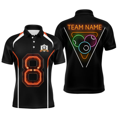 Customized 8 Ball Pool With Neon Light Billiard Polo Shirts For Men, Custom Billiard Shirts Design TDM0076