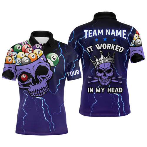 Personalized It Worked In My Head 3D Skull Full Printing Billiards Polo Shirts For Men TDM0077