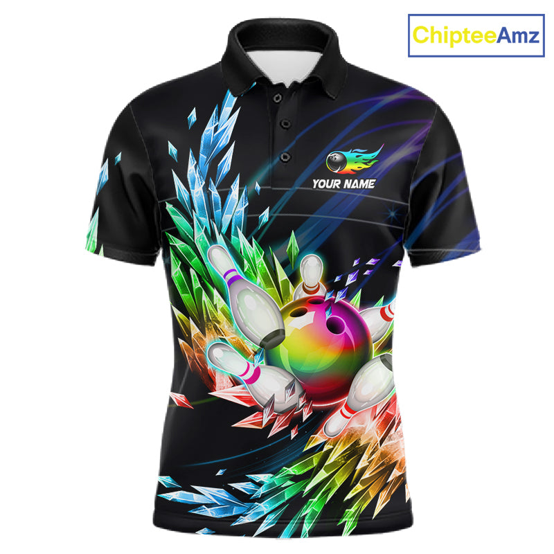 Personalized Icy Colorful Bowling Jersey for Men Custom Bowling Team Shirts Polo & Quarter Zip TDM7480
