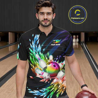 Personalized Icy Colorful Bowling Jersey for Men Custom Bowling Team Shirts Polo & Quarter Zip TDM7480