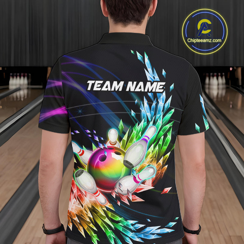 Personalized Icy Colorful Bowling Jersey for Men Custom Bowling Team Shirts Polo & Quarter Zip TDM7480