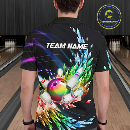 Personalized Icy Colorful Bowling Jersey for Men Custom Bowling Team Shirts Polo & Quarter Zip TDM7480