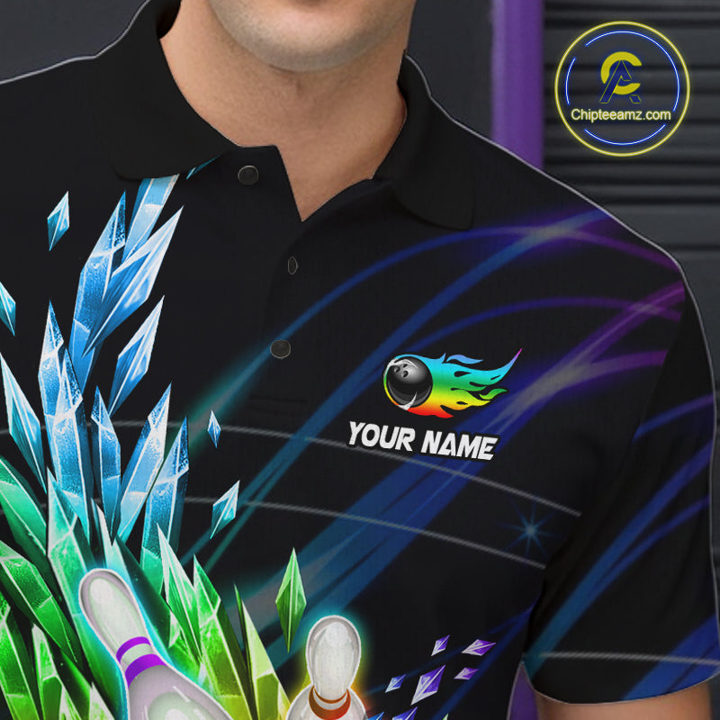 Personalized Icy Colorful Bowling Jersey for Men Custom Bowling Team Shirts Polo & Quarter Zip TDM7480