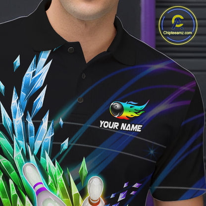 Personalized Icy Colorful Bowling Jersey for Men Custom Bowling Team Shirts Polo & Quarter Zip TDM7480