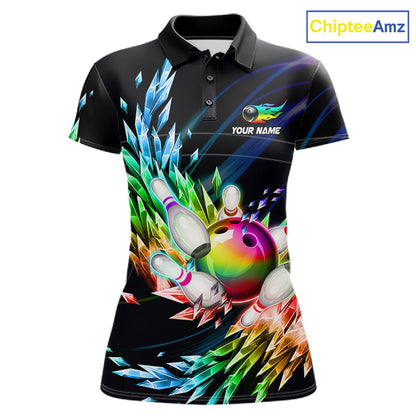 Personalized Icy Colorful Bowling Jersey for Women Custom Bowling Team Shirts Polo & Quarter Zip TDM7480
