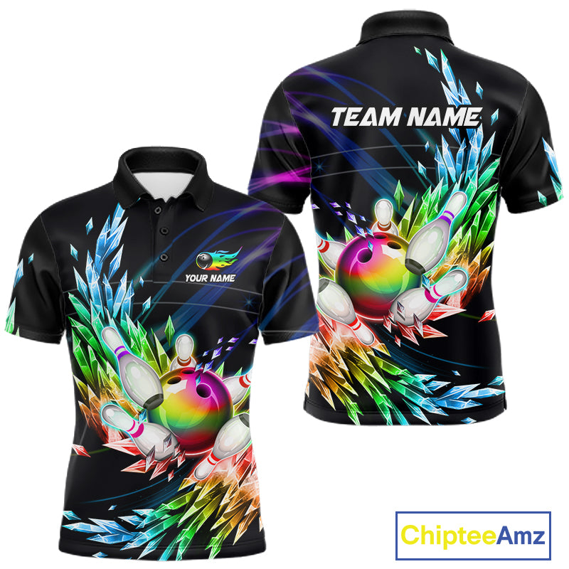 Personalized Icy Colorful Bowling Jersey for Men Custom Bowling Team Shirts Polo & Quarter Zip TDM7480