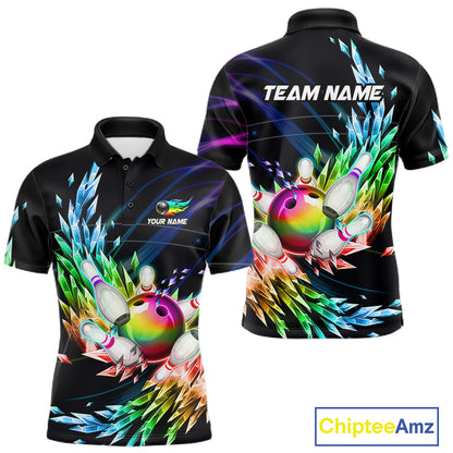 Personalized Icy Colorful Bowling Jersey for Men Custom Bowling Team Shirts Polo & Quarter Zip TDM7480