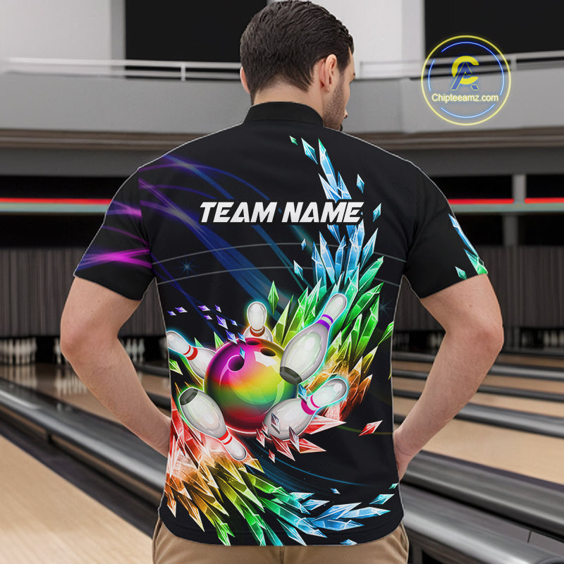 Personalized Icy Colorful Bowling Jersey for Men Custom Bowling Team Shirts Polo & Quarter Zip TDM7480