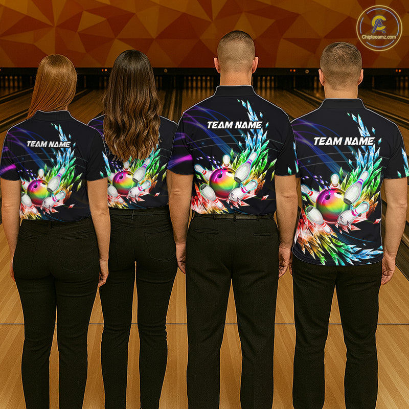 Personalized Icy Colorful Bowling Jersey for Men Custom Bowling Team Shirts Polo & Quarter Zip TDM7480