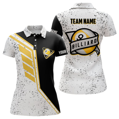 9 Ball Pool Grunge Style Custom Billiard Women Polo Shirts, 9 Ball Billiards Jerseys Shirts TDM0716