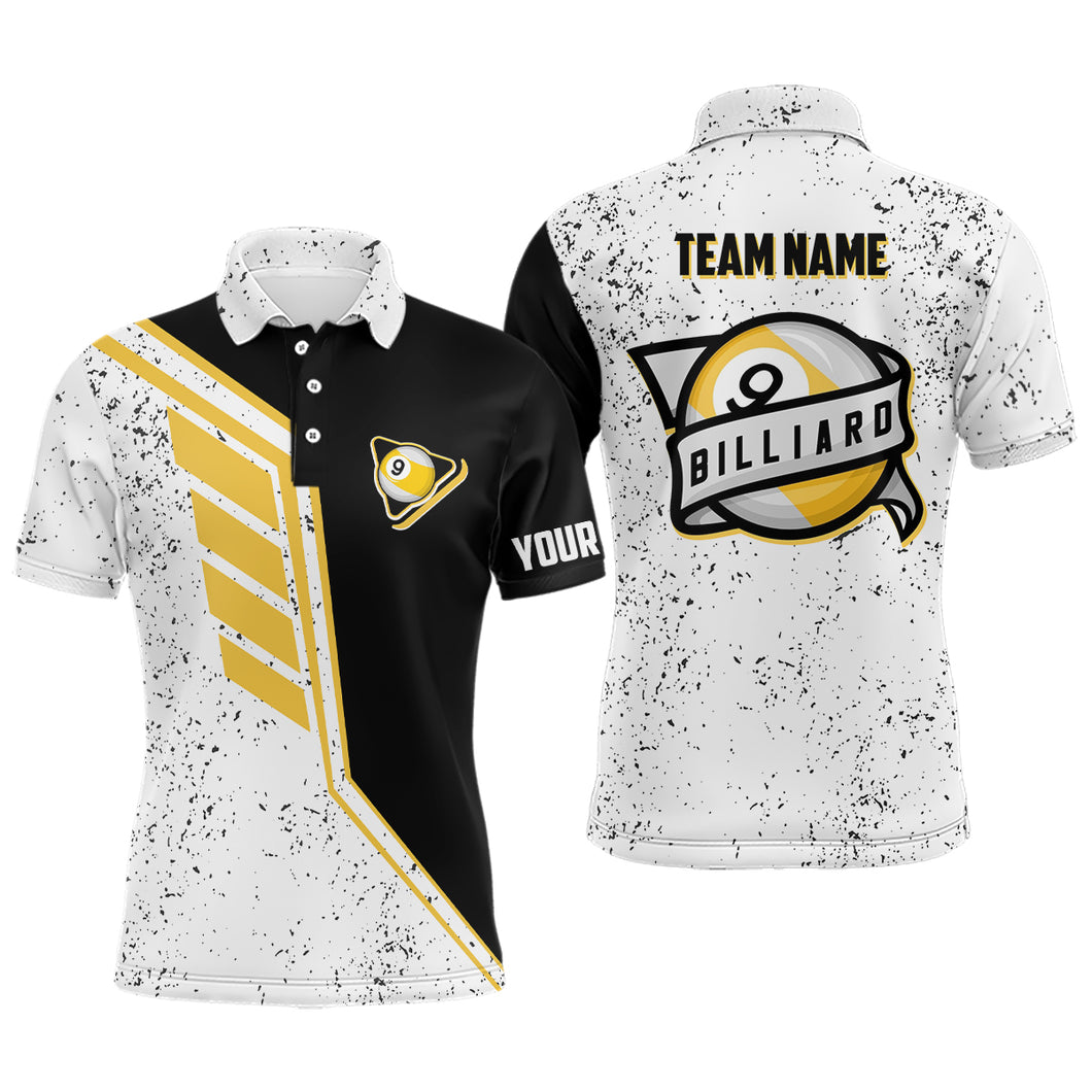9 Ball Pool Grunge Style Custom Billiard Men Polo Shirts, 9 Ball Billiards Jerseys Shirts TDM0716