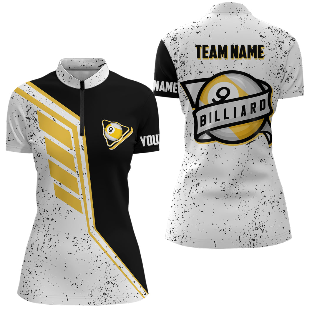 9 Ball Pool Grunge Style Custom Billiard Women Quarter-Zip Shirts, 9 Ball Billiards Jerseys TDM0716
