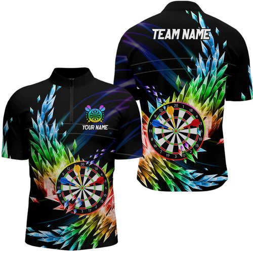 3D Colorful Frozen Ice Men Darts Quarter-Zip Shirts Custom Dartboard Darts Attire Jerseys TDM1431