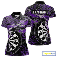 Load image into Gallery viewer, Personalized Purple Splatter Grunge Darts Shirt For Women Custom Darts Jersey Team Polo &amp; 1/4 Zip TDM6486