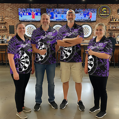 Personalized Purple Splatter Grunge Darts Shirt For Women Custom Darts Jersey Team Polo & 1/4 Zip TDM6486