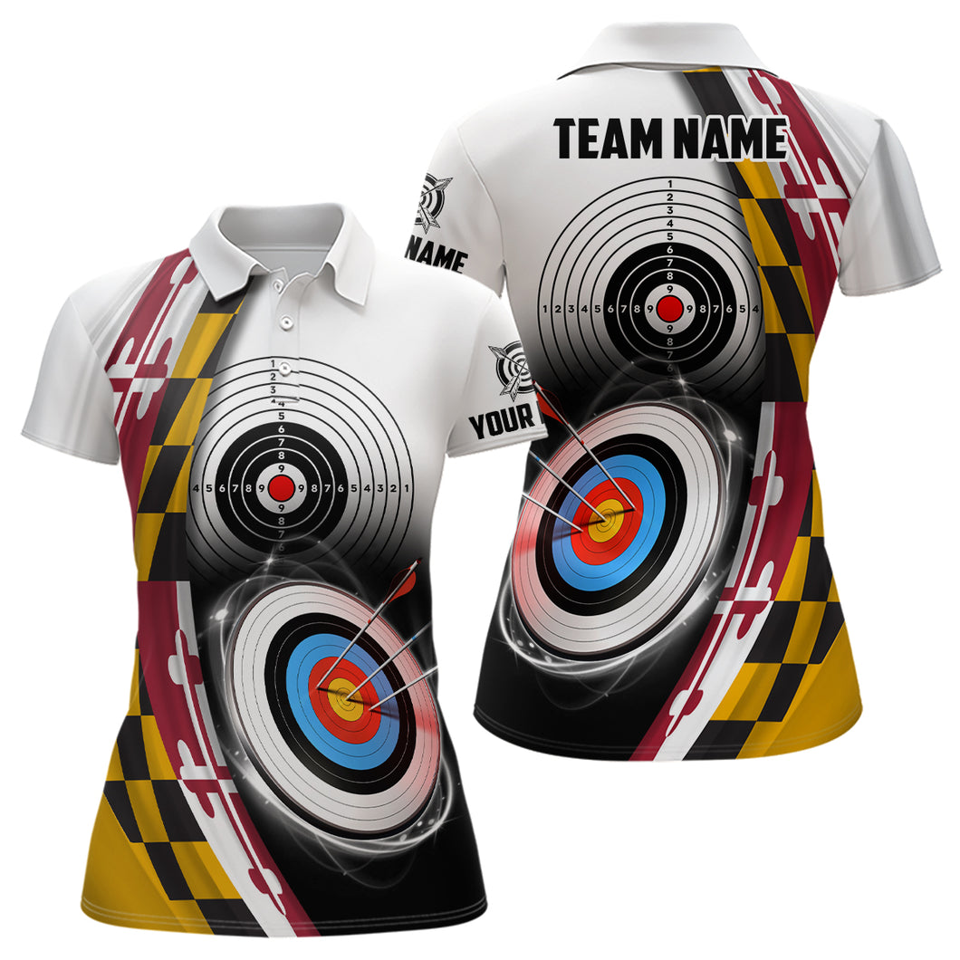 Personalized Maryland Flag 3D Target Archery Shirts For Women Custom Patriotic Archery Team Jerseys TDM1798