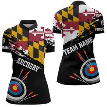 Load image into Gallery viewer, Custom Grunge Maryland Flag Archery Shirts For Women, Patriotic Archery Jersey 3D Target Shirts TDM1799