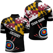 Load image into Gallery viewer, Custom Grunge Maryland Flag Archery Shirts For Men, Patriotic Archery Jersey 3D Target Shirts TDM1799