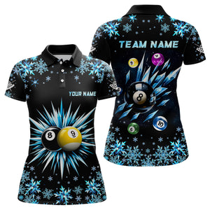 Personalized Snowflake 8 Ball & 9 Ball Billiard Shirts For Women Custom Funny Icy Billiard Jerseys TDM2466